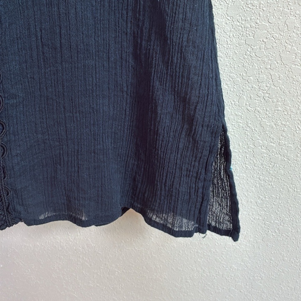 LA BLANCA XL Black Cotton Lace Trim Longline Swim Cover Beach Resort Summer - Picture 5 of 14